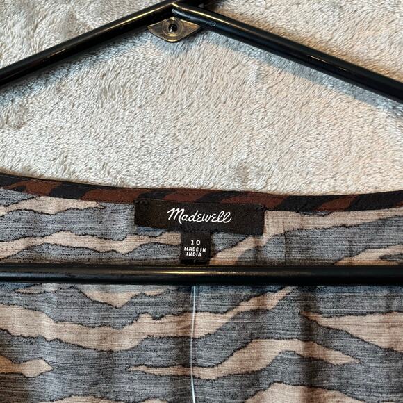 Madewell V-neck Mini Dress Women's Abstract Animal Size 10 Brown Black - Picture 2 of 7